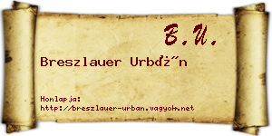 Breszlauer Urbán névjegykártya
